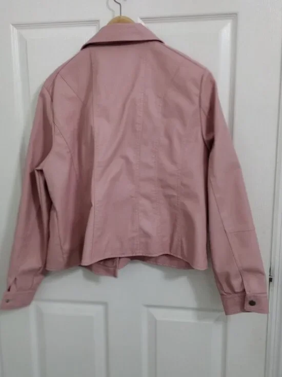 Braccini Petite Blush Pink Moto Jacket XL NWT Faux Leather Zip Biker - Picture 5 of 9
